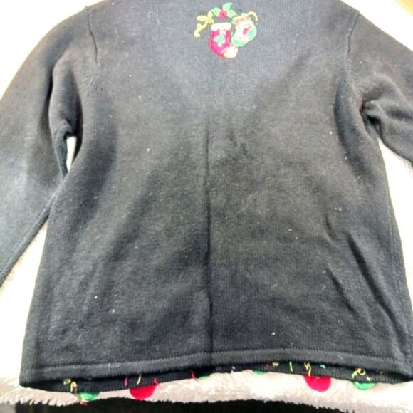 Tiara Internation Embellished Holly & Decoration Black Zip Up Sweater Y2K Medium - Picture 13 of 13